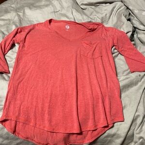 SO Women's V-Neck Long Sleeve Tee - Coral